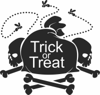Trick or Treat skull Boo clipart - For Laser Cut DXF CDR SVG Files - free download