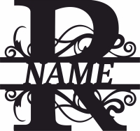 R letter name monogram - Para archivos DXF CDR SVG cortados con láser - descarga gratuita
