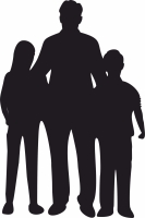 family silhouette father with children - For Laser Cut DXF CDR SVG Files - free download