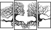 Tree Couple Face Shape panels - For Laser Cut DXF CDR SVG Files - free download
