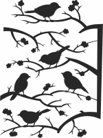 birds on branche tree stakes - Para archivos DXF CDR SVG cortados con láser - descarga gratuita