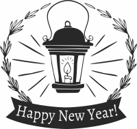 happy new year vintage lamp - For Laser Cut DXF CDR SVG Files - free download