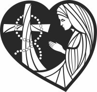 heart with Praying nun cliparts - For Laser Cut DXF CDR SVG Files - free download