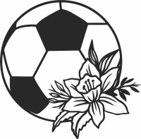 soccer Ball with flower wall decor - Para archivos DXF CDR SVG cortados con láser - descarga gratuita