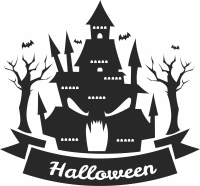 Halloween scary house clipart - fichier DXF SVG CDR coupe, prêt à découper pour plasma routeur laser