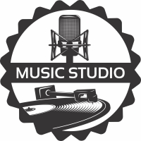 music studio logo sign - fichier DXF SVG CDR coupe, prêt à découper pour plasma routeur laser