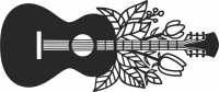 guitar with flower clipart - Para archivos DXF CDR SVG cortados con láser - descarga gratuita
