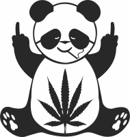 Marijuana Leaf Cartoon Panda - For Laser Cut DXF CDR SVG Files - free download