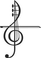Violin and treble clef Vector - For Laser Cut DXF CDR SVG Files - free download