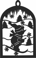christmas Skiing Snowman ornament - For Laser Cut DXF CDR SVG Files - free download