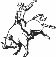 bull riding rodeo clip art - For Laser Cut DXF CDR SVG Files - free download