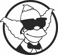 krusty the clown Simpson clipart - Para archivos DXF CDR SVG cortados con láser - descarga gratuita