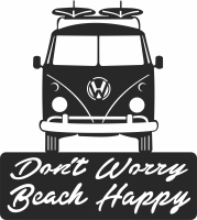 surfer bus beach happy sign - For Laser Cut DXF CDR SVG Files - free download