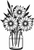 sunflower in jar clipart - For Laser Cut DXF CDR SVG Files - free download