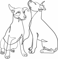 one line dogs art - Para archivos DXF CDR SVG cortados con láser - descarga gratuita