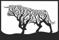Bull buffalo tree branches - For Laser Cut DXF CDR SVG Files - free download