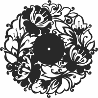 flowers wall clock - Para archivos DXF CDR SVG cortados con láser - descarga gratuita