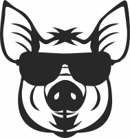 pig head with glasses clipart - fichier DXF SVG CDR coupe, prêt à découper pour plasma routeur laser