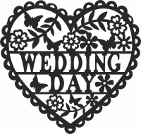 heart wedding day wall art - Para archivos DXF CDR SVG cortados con láser - descarga gratuita
