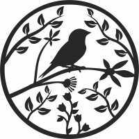 Bird floral wall decor art - For Laser Cut DXF CDR SVG Files - free download
