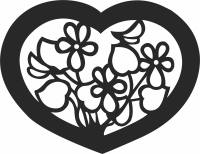 heart with flowers clipart - Para archivos DXF CDR SVG cortados con láser - descarga gratuita