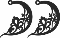 moon floral earrings - Para archivos DXF CDR SVG cortados con láser - descarga gratuita