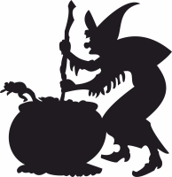 halloween witch cooking in cauldron - For Laser Cut DXF CDR SVG Files - free download