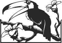 Toucan bird on branche - Para archivos DXF CDR SVG cortados con láser - descarga gratuita