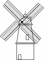 Windmill clipart - fichier DXF SVG CDR coupe, prêt à découper pour plasma routeur laser