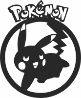pikachu pokemon wall art - Para archivos DXF CDR SVG cortados con láser - descarga gratuita