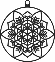 Snowflakes Christmas mandala ball ornament - Para archivos DXF CDR SVG cortados con láser - descarga gratuita