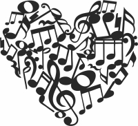 heart with music notes cliparts - Para archivos DXF CDR SVG cortados con láser - descarga gratuita