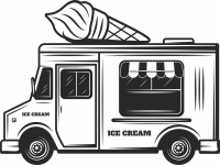 Ice cream truck car clipart - Para archivos DXF CDR SVG cortados con láser - descarga gratuita