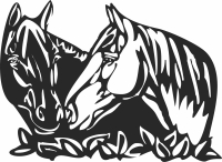 horses couple cliparts - For Laser Cut DXF CDR SVG Files - free download