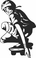 skater boy skateboard clipart - Para archivos DXF CDR SVG cortados con láser - descarga gratuita