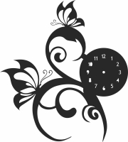 butterflies wall clock - For Laser Cut DXF CDR SVG Files - free download