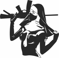 Sexy nun with gun Wall art - For Laser Cut DXF CDR SVG Files - free download