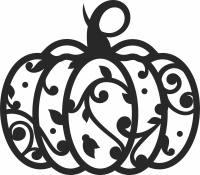 floral pumpkin halloween ornament - For Laser Cut DXF CDR SVG Files - free download