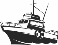 ship fishing boat clipart - fichier DXF SVG CDR coupe, prêt à découper pour plasma routeur laser