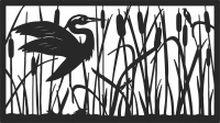 Heron scene wall art panel - For Laser Cut DXF CDR SVG Files - free download
