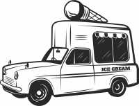 Ice cream truck car clipart - fichier DXF SVG CDR coupe, prêt à découper pour plasma routeur laser