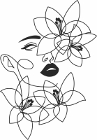 One Line woman Face Wall Art - For Laser Cut DXF CDR SVG Files - free download