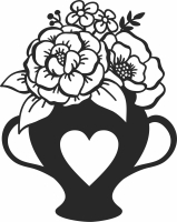 flowers heart pot cliparts - For Laser Cut DXF CDR SVG Files - free download
