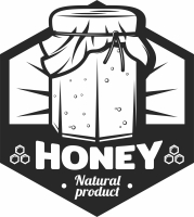 Bee Honey jar logo - fichier DXF SVG CDR coupe, prêt à découper pour plasma routeur laser