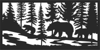 bears forest scene wall decor - fichier DXF SVG CDR coupe, prêt à découper pour plasma routeur laser