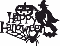 Happy Halloween sign witch - Para archivos DXF CDR SVG cortados con láser - descarga gratuita