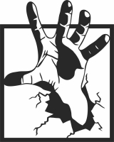 Zombie Hand out from the wall clipart - For Laser Cut DXF CDR SVG Files - free download