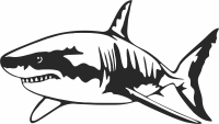 shark wall decor fish clipart - fichier DXF SVG CDR coupe, prêt à découper pour plasma routeur laser