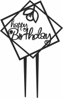 Happy birthday cake stake - Para archivos DXF CDR SVG cortados con láser - descarga gratuita