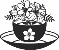 Tea pot with flowers - For Laser Cut DXF CDR SVG Files - free download